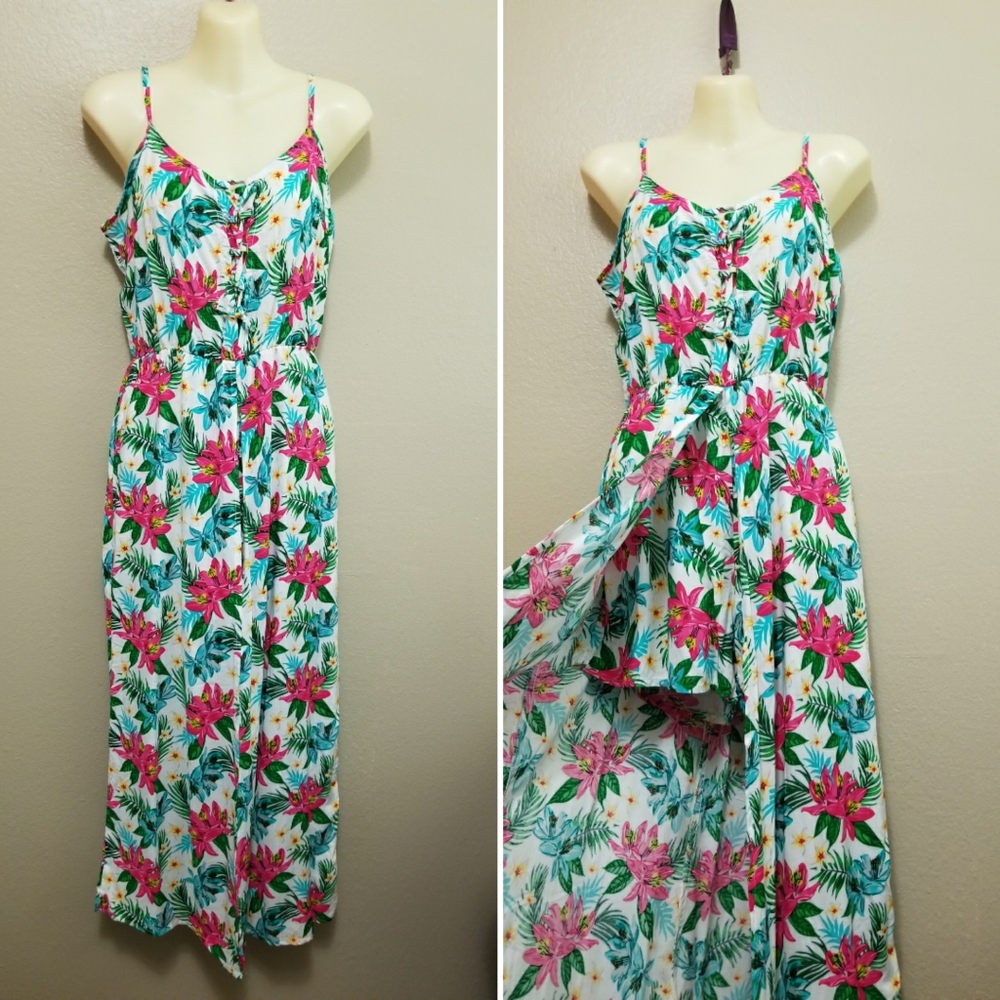 White Floral Maxi w/ Romper Shorts